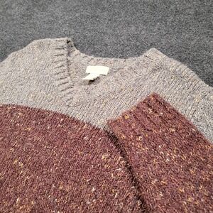 VTG‎ Mainframe Women Colorblock Knit Sweater Large Gray Burgundy Crewneck